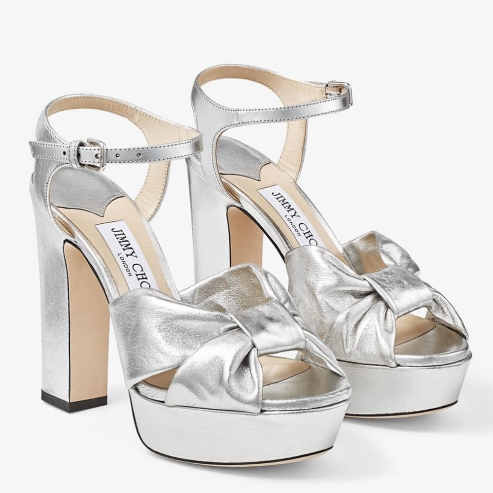Jimmy Choo Silver Platform Heels 7.5
